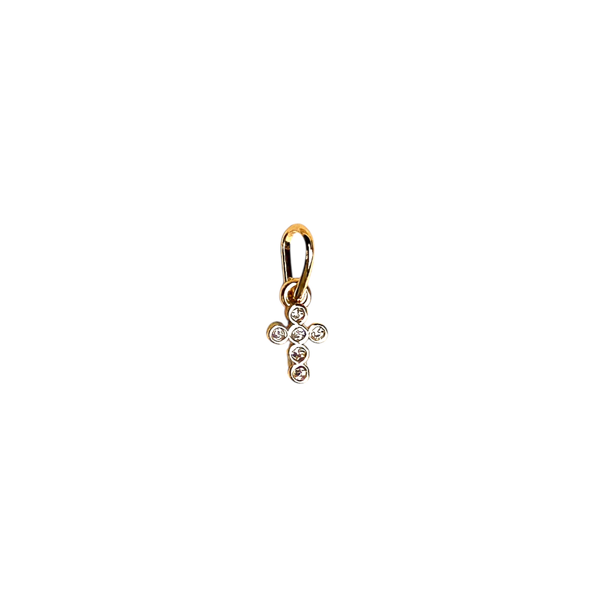 Cross Bezel CZ 15mm Pendant in 18K gold-filled