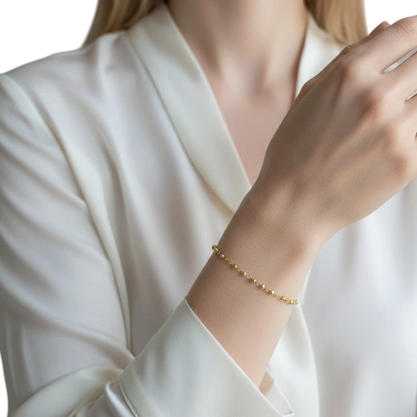 Beaded 2.5mm Bracelet in 18K gold-filled, view 6