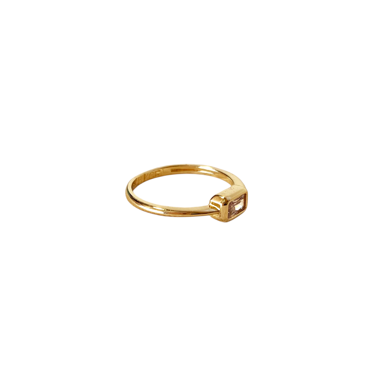 Solitaire Rectangle CZ Ring in 18K gold-filled, view 3