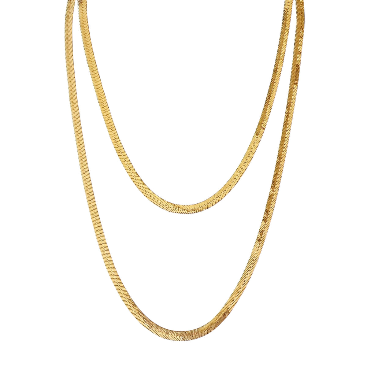 Herringbone Chain 6mm Necklace in 18K gold-filled