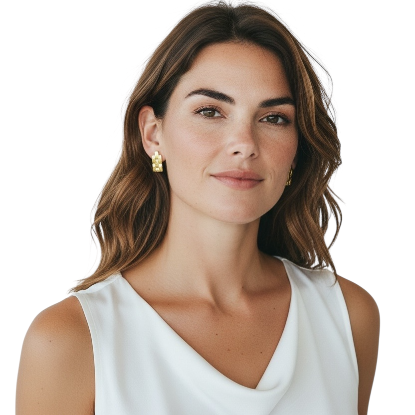Brick Link 18mm Drop Earrings in 18K gold-filled, view 6