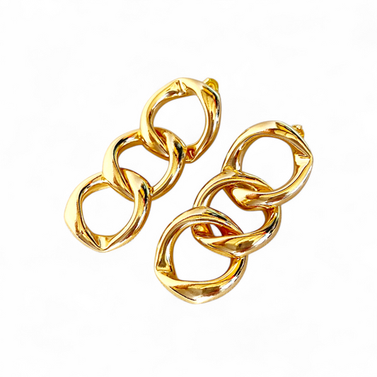 50mm Hollow Curb Link Chain 18K Gold Filled Drop Earrings
