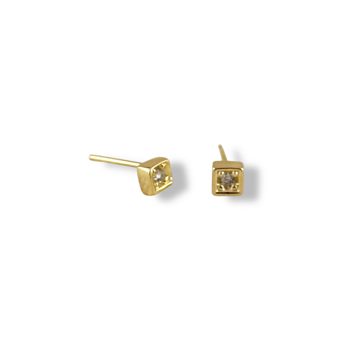 Square Bezel CZ 5mm Stud Earrings in 18K gold-filled