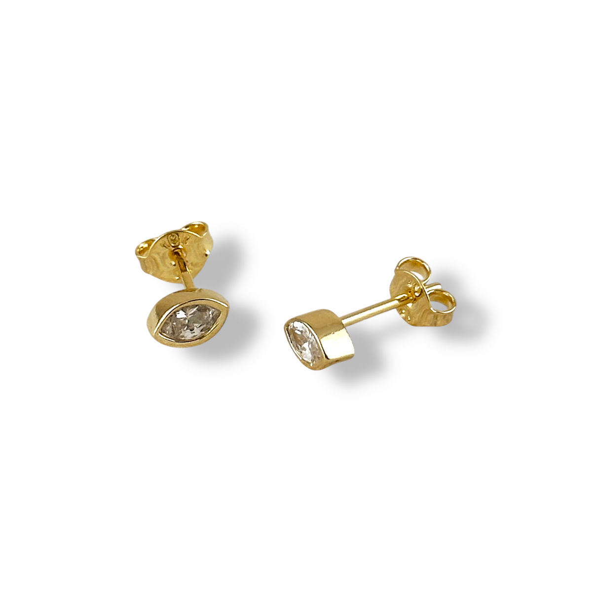 Marquise Bezel CZ 7mm Stud Earrings in 18K gold-filled, view 3