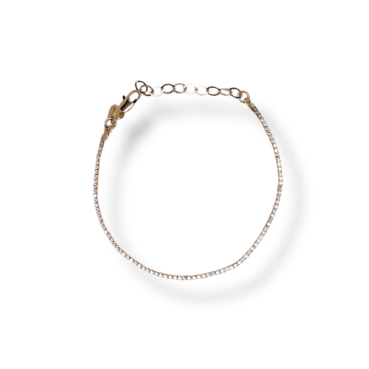 Clear CZ 1.2mm Riviera Bracelet in 18K gold-filled