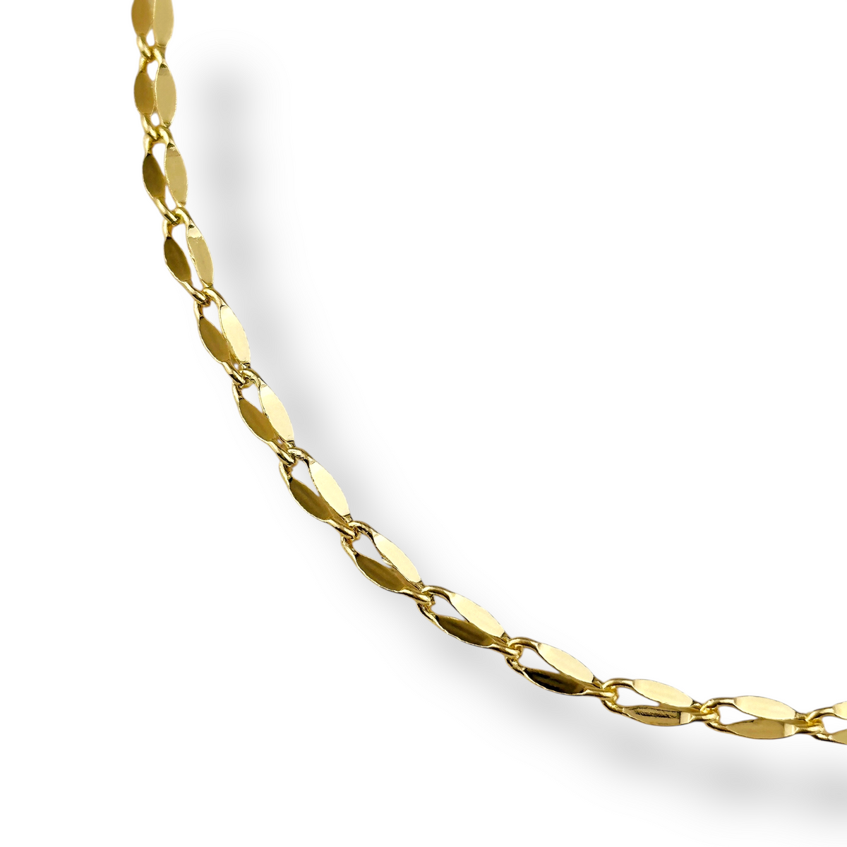 Flat Oval Link Chain 3mm Necklace in 18K gold-filled, view 6