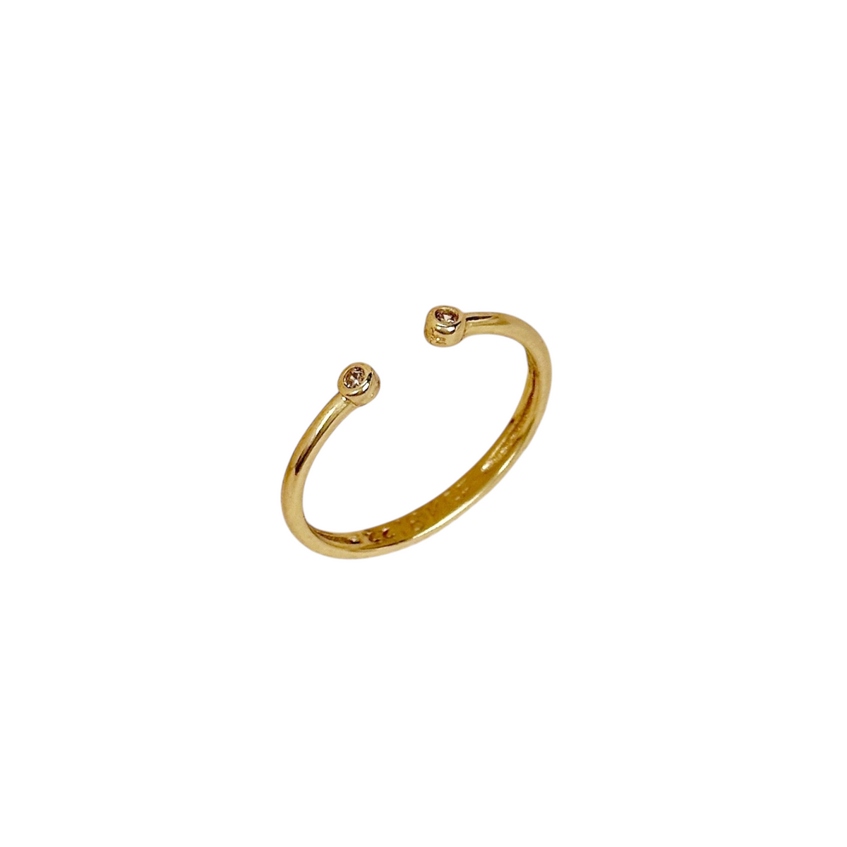 Dual Tip CZ 1.2mm Open Ring in 18K gold-filled, view 12