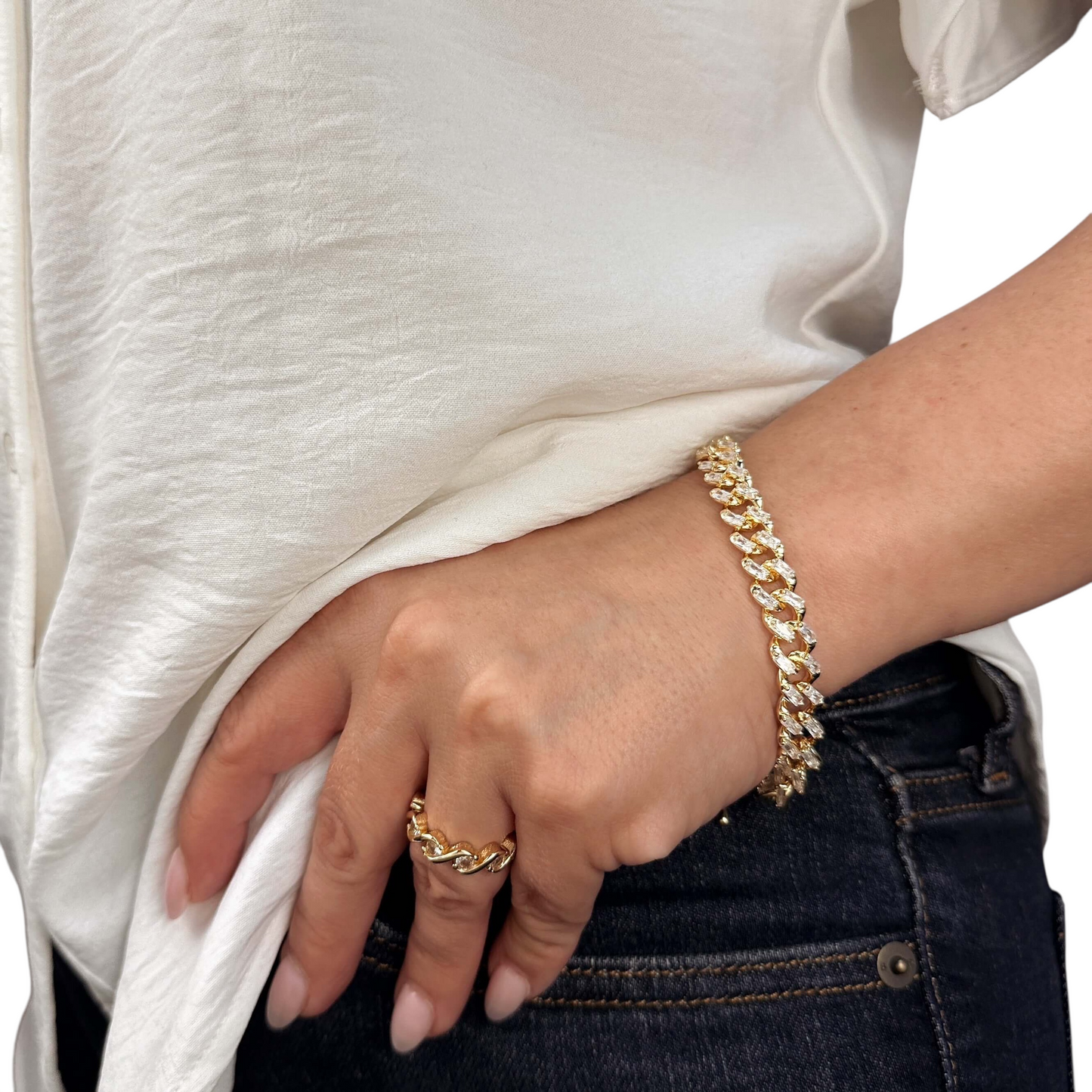 Iced Cuban Link Chain 18k Gold Filled Bracelet