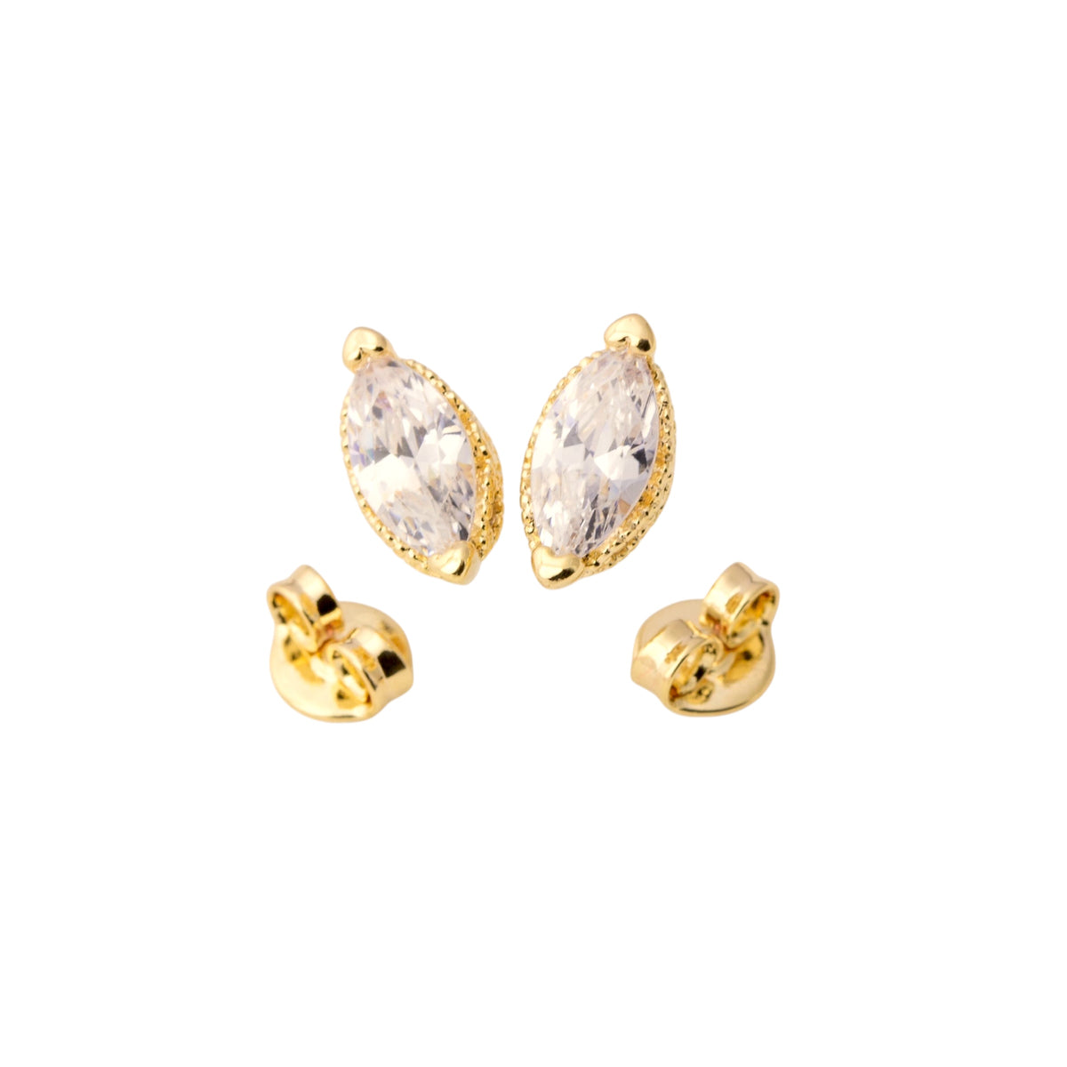 Vintage Marquise Clear CZ Stud Earrings in 18K gold-filled, view 5