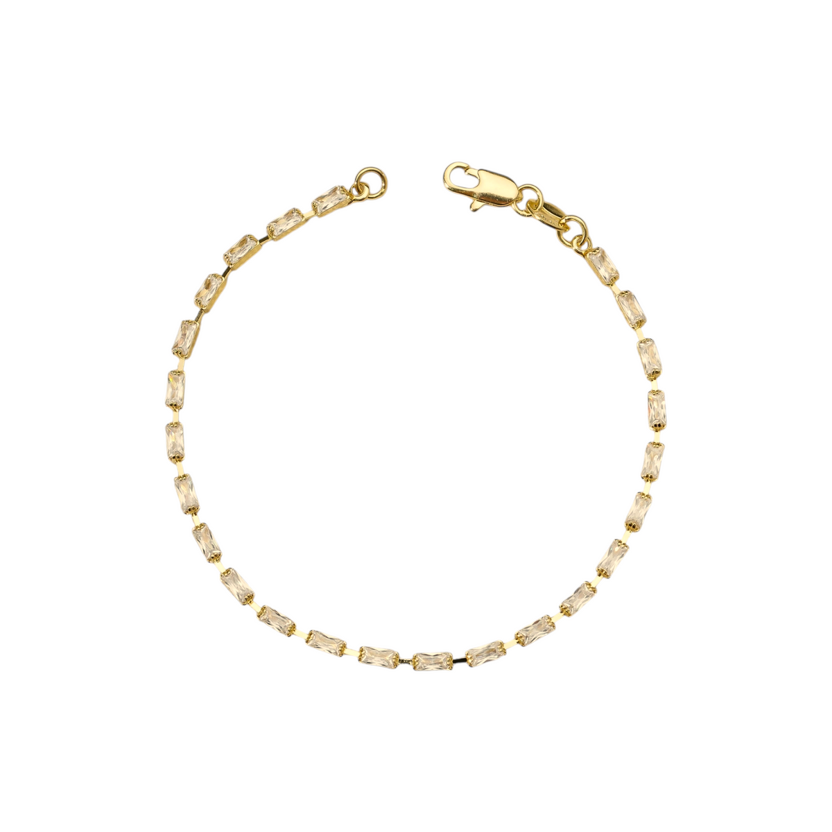 Classic Baguette CZ 4mm Riviera Bracelet in 18K gold-filled, view 4