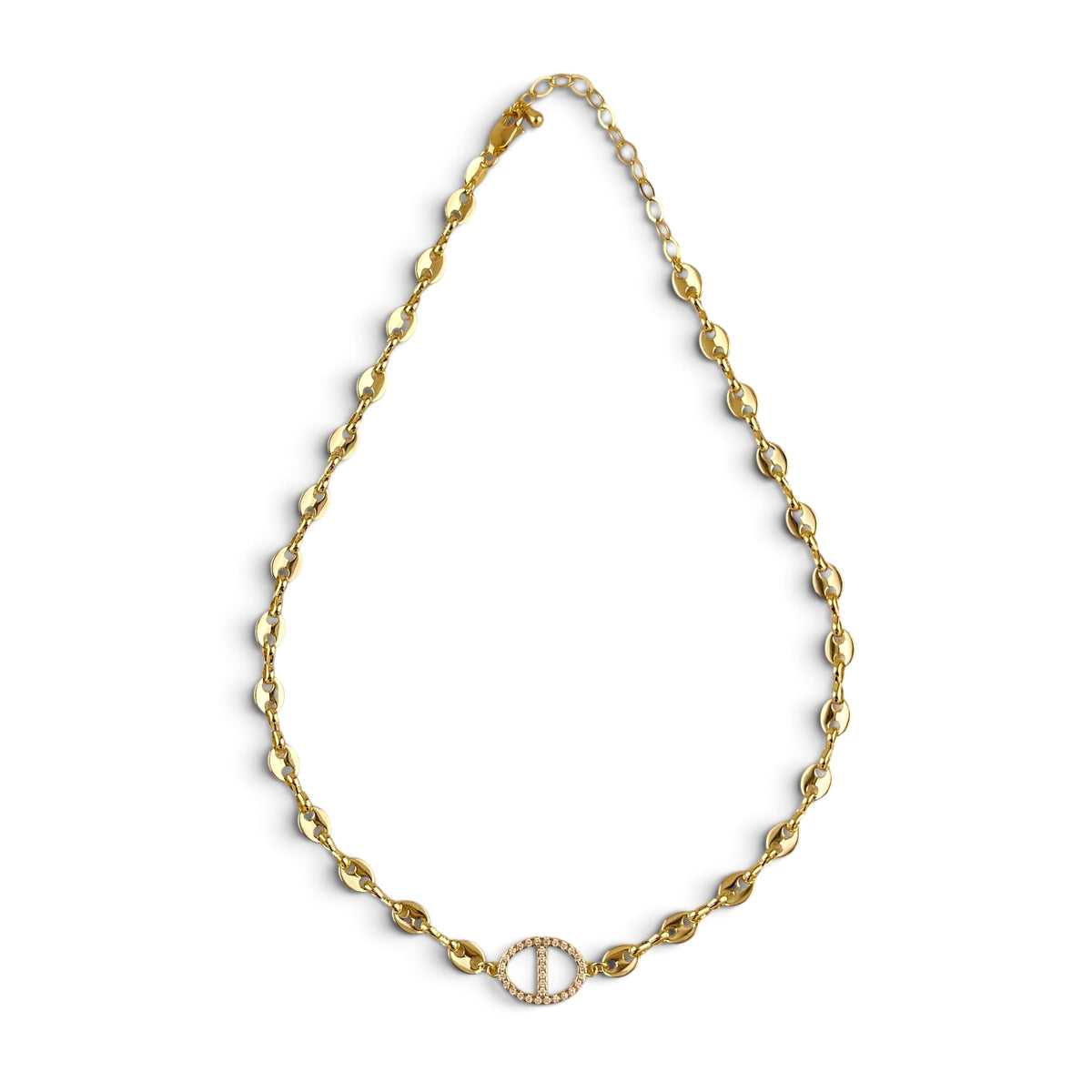 Mariner Link CZ Choker Necklace in 18K gold-filled
