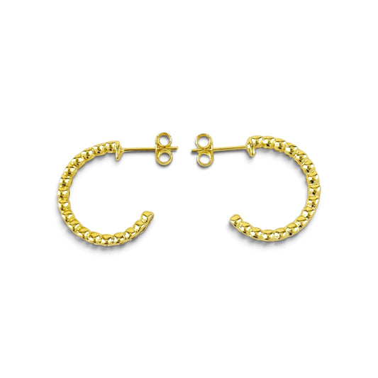 Bezel CZ Open Hoop 19mm 18K Gold Filled Earrings