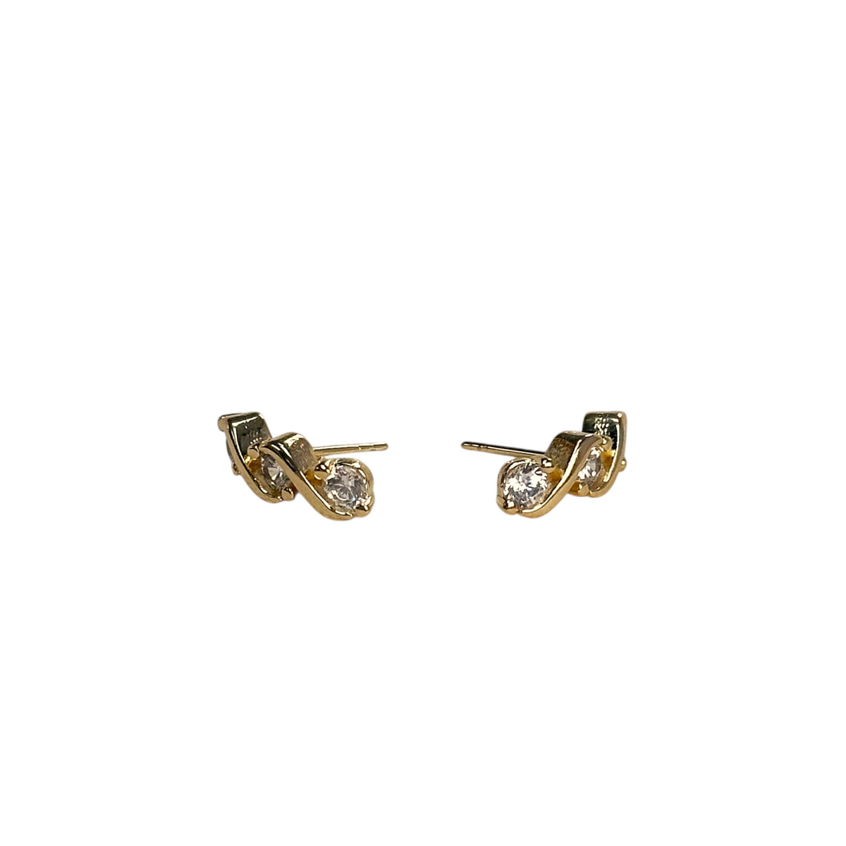 Triple CZ 15mm Stud Earrings in 18K gold-filled, view 3