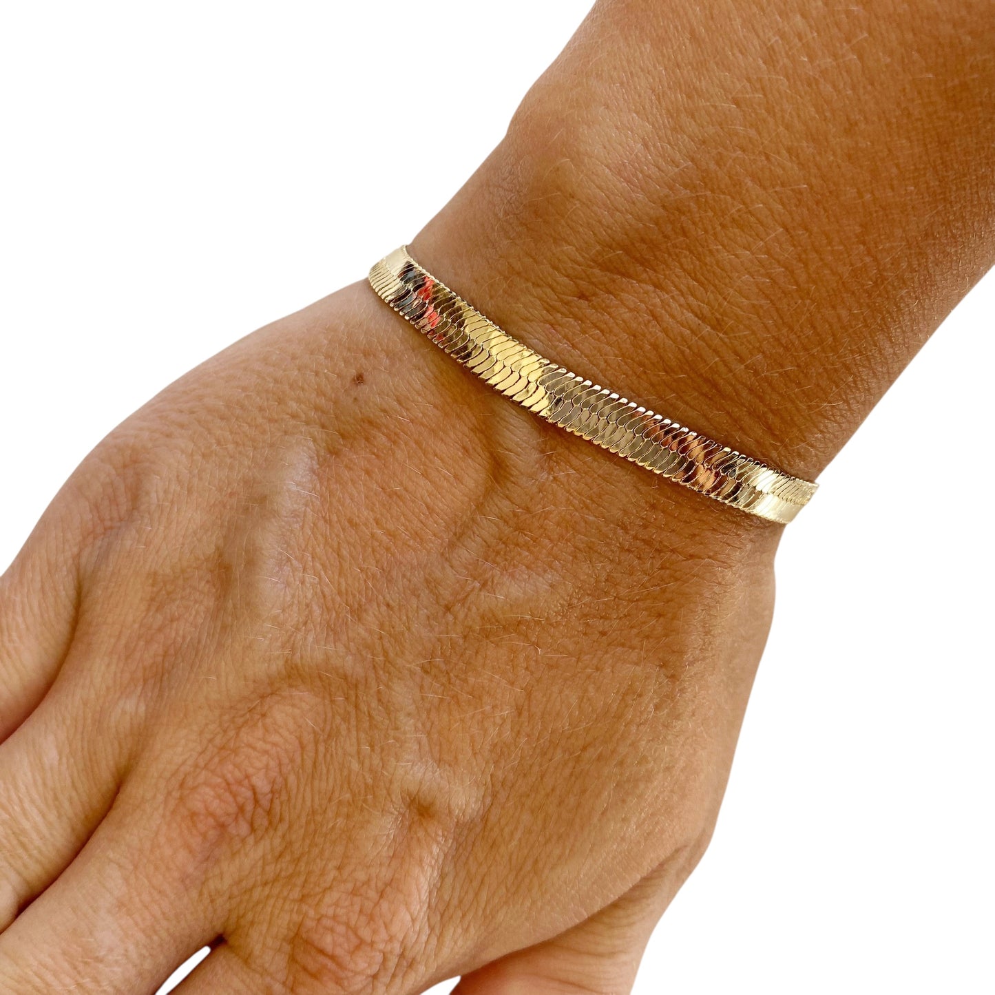 6mm Herringbone Chain 18k Gold Filled Bracelet