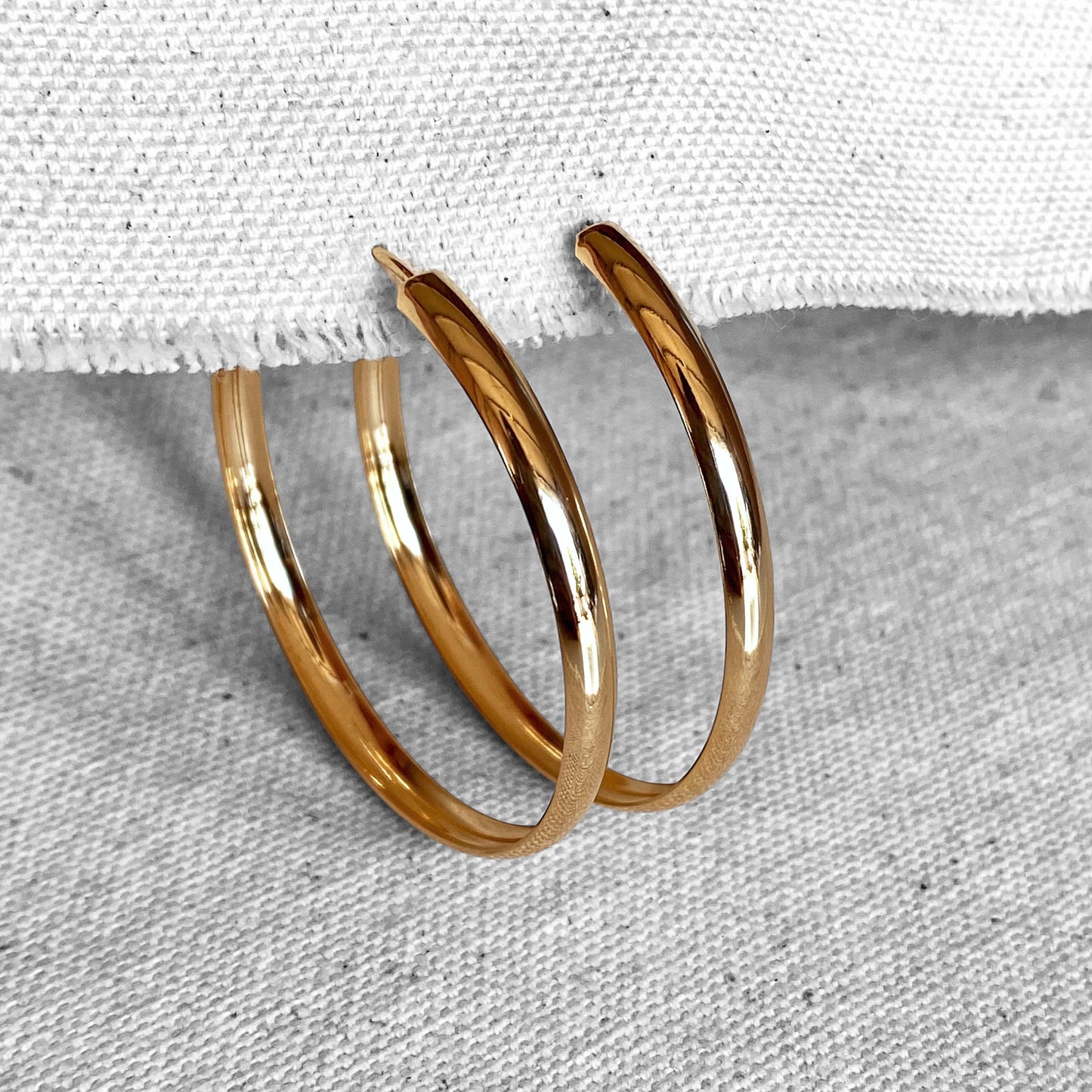 50mm Hollow Continuous Hoop18k Gold Filled Earrings