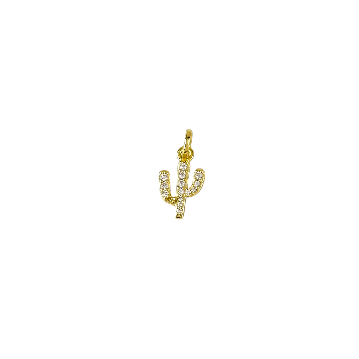 Cactus Pavé CZ 18mm Charm in 18K gold-filled, view 3