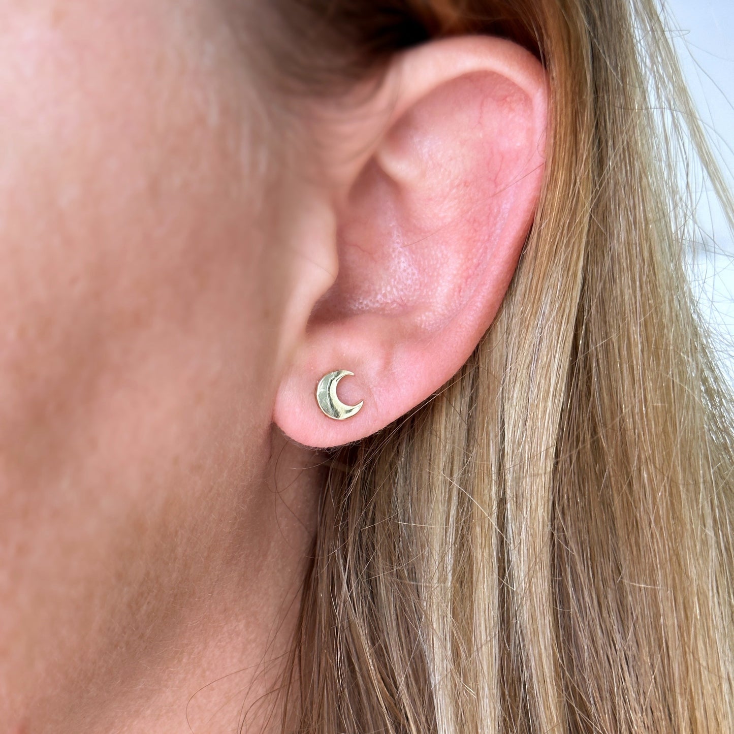 7mm Mini Crescent Moon Stud 18K Gold Filled Earrings