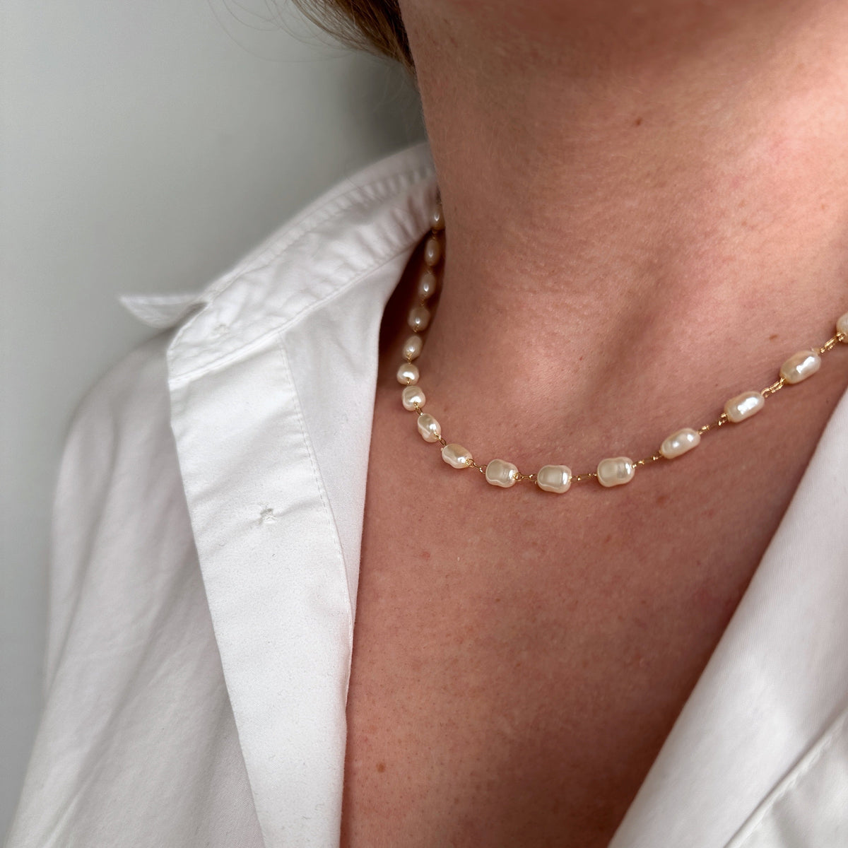 Baroque Pearl Necklace in 18K gold-filled, view 4