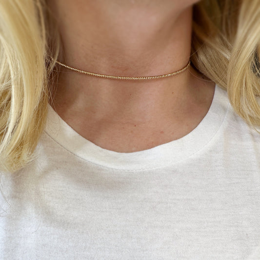 2mm Beaded Choker 18K Gold Filled Necklace