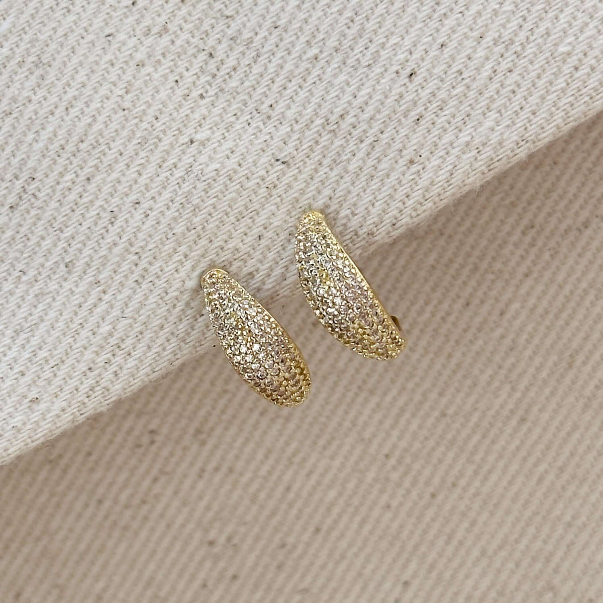 Micro CZ Curve 15mm Stud Earrings in 18K gold-filled, view 6