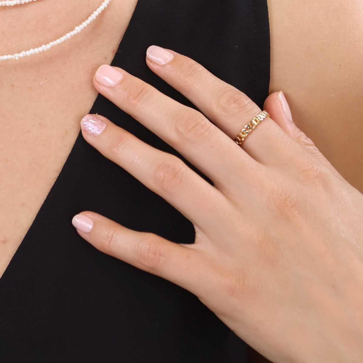 Cuban Link 2.5mm Ring in 18K gold-filled, view 3