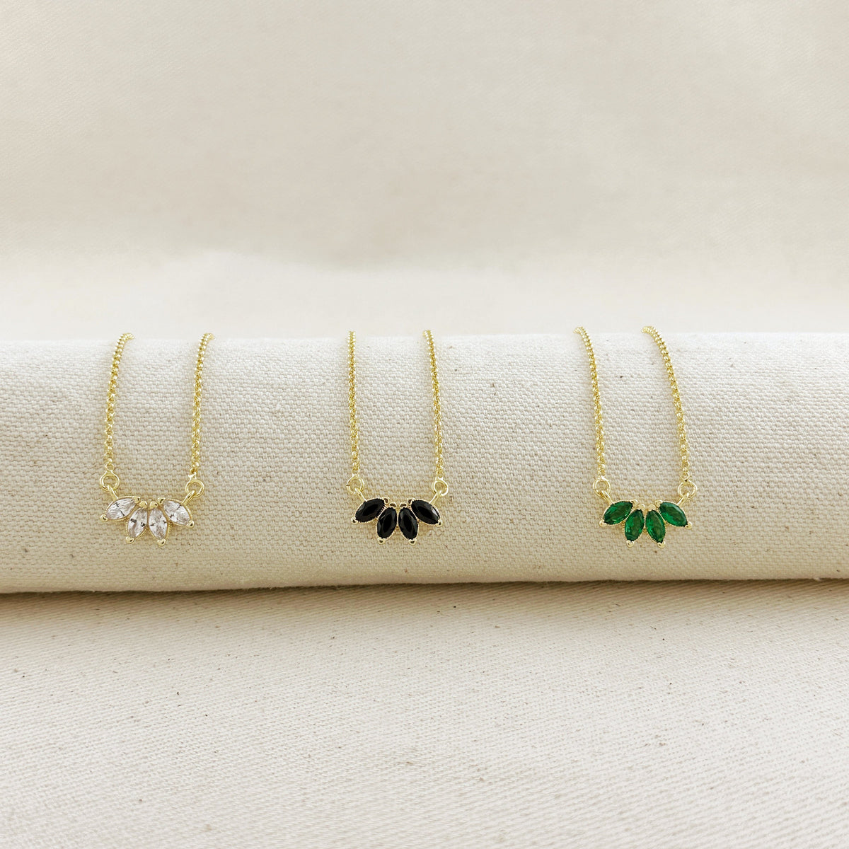 Lotus Flower CZ Necklace in 18K gold-filled, view 11
