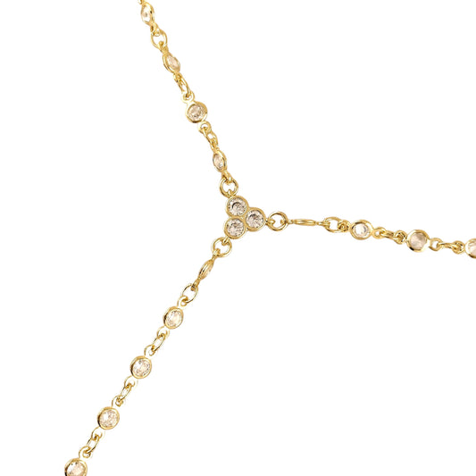 Round Bezel CZ Lariat 18K Gold Filled Necklace