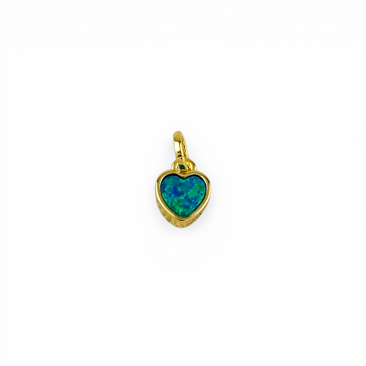 Heart Opal 13mm Charm in 18K gold-filled, Teal
