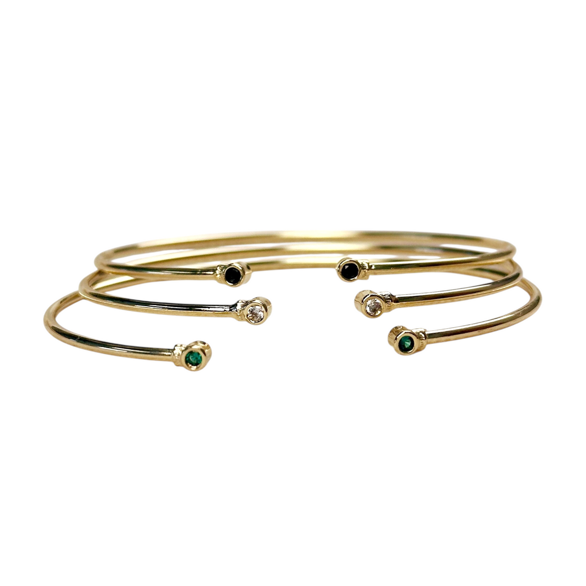 Dual Tip CZ Open Cuff Bracelet in 18K gold-filled