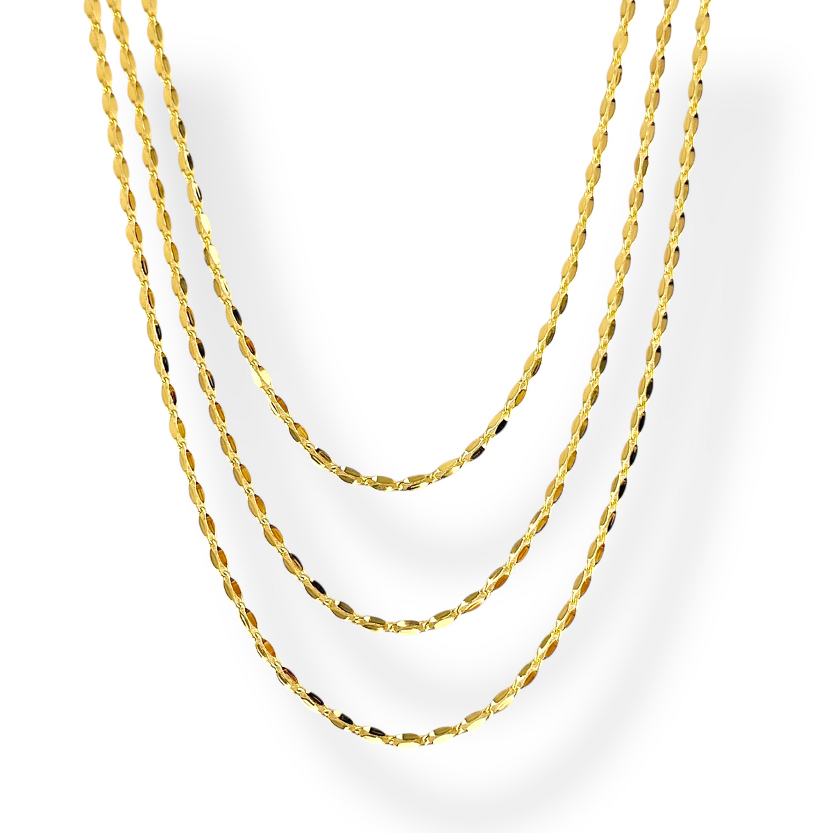 Flat Oval Link Chain 3mm Necklace in 18K gold-filled