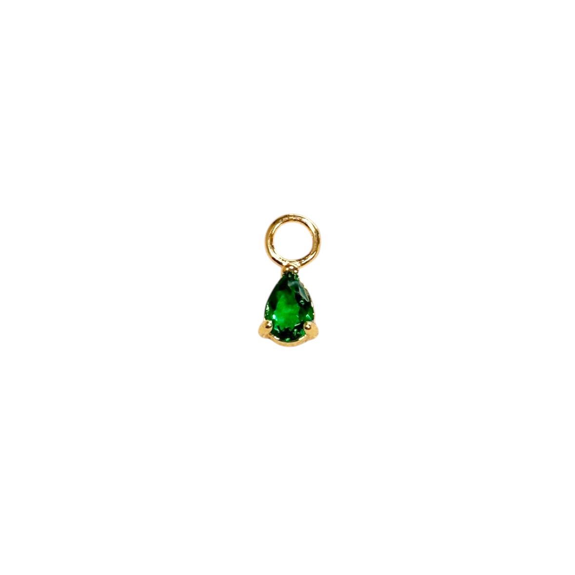 Petite Teardrop CZ Charm in 18K gold-filled, Emerald