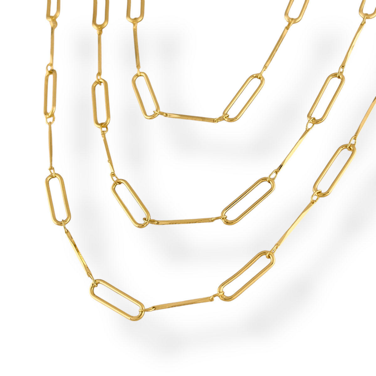 Paperclip Bar Link Chain Necklace in 18K gold-filled, view 3
