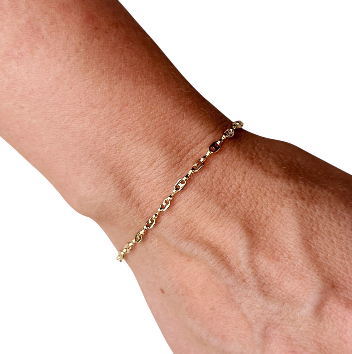 Mariner Chain 3mm Bracelet in 18K gold-filled, view 2