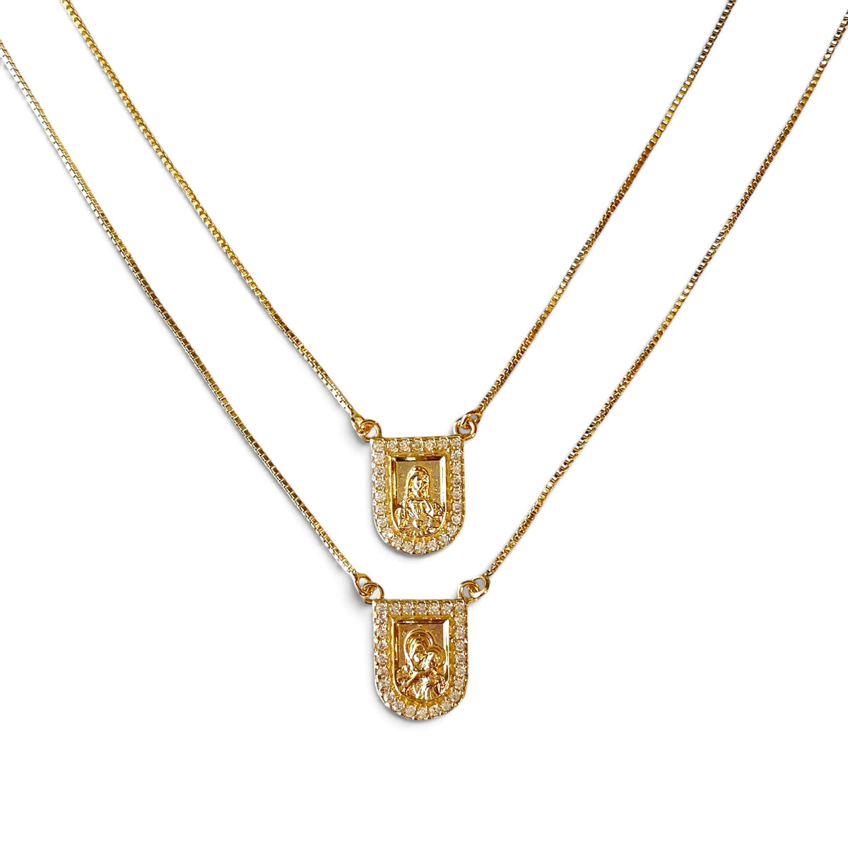 Sacred Heart Virgin Mary Scapular Necklace in 18K gold-filled, view 2