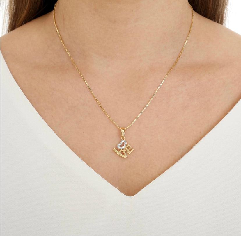 Love Letters Necklace in 18K gold-filled, view 2