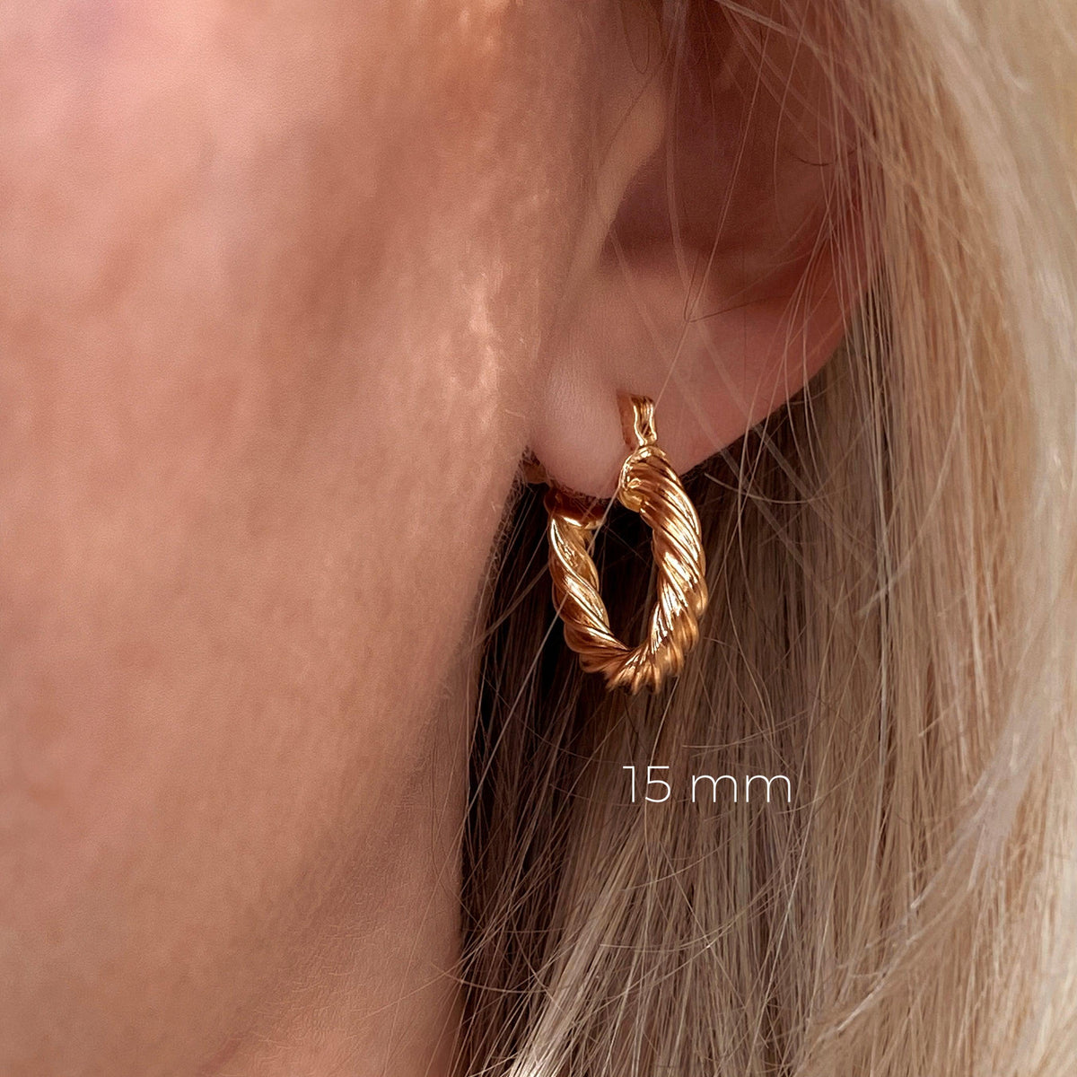 Skillus 18k Gold Filled 15mm Twisted Hoop Earrings
