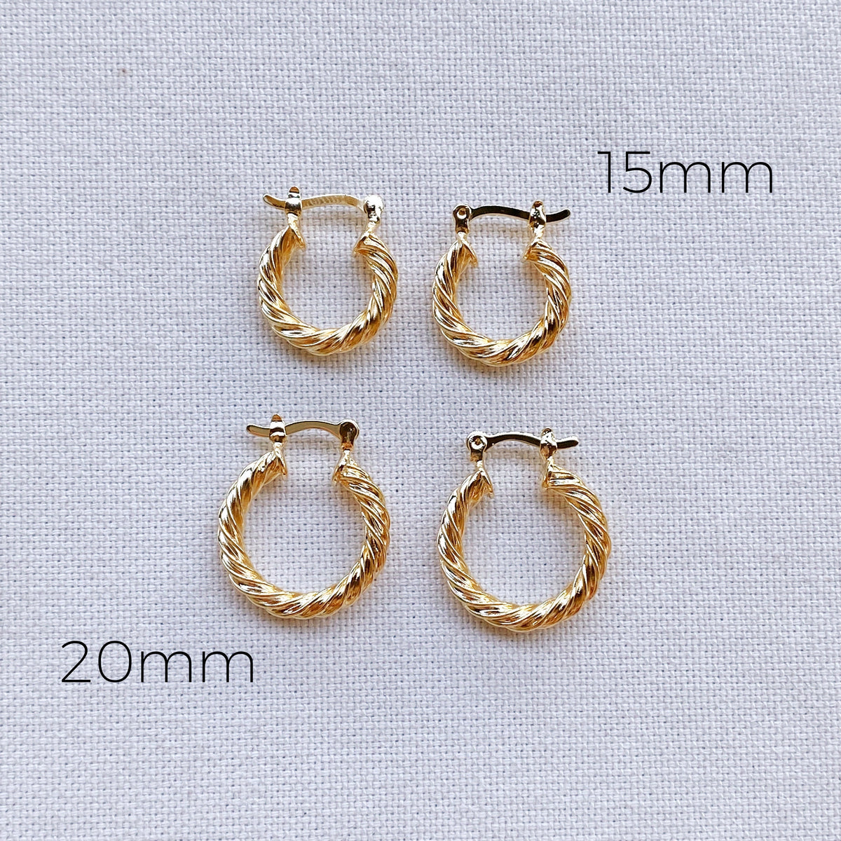Skillus 18k Gold Filled 15mm Twisted Hoop Earrings