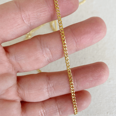 Cuban Link Chain 2mm Bracelet in 18K gold-filled, view 4