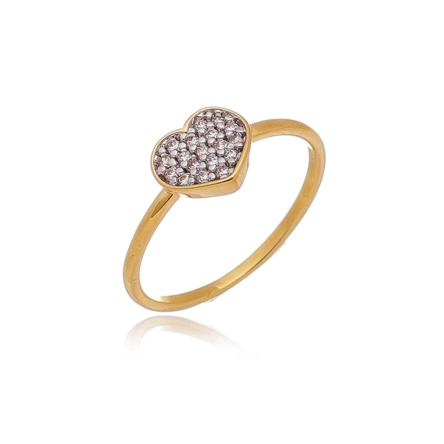 Skilus 18k Gold Filled Dainty Cubic Zirconia Heart Ring
