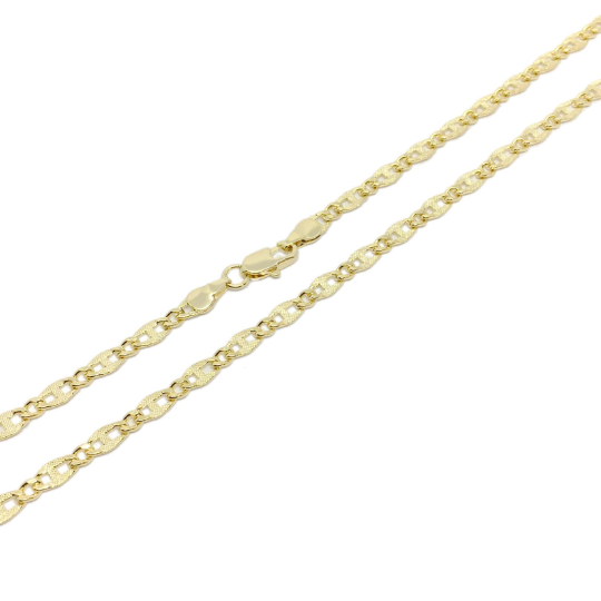 Diamond Cut Figaro Link Chain 4mm Necklace in 18K gold-filled, view 4