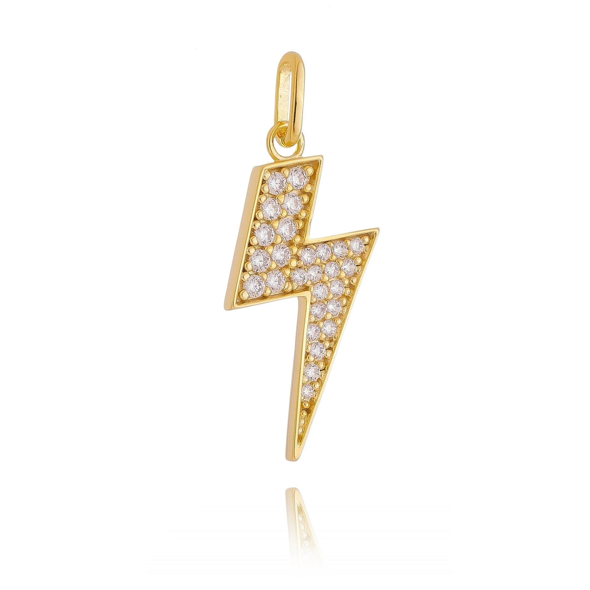 Lightning Bolt Pavé CZ 38mm Pendant in 18K gold-filled, Pendant Only