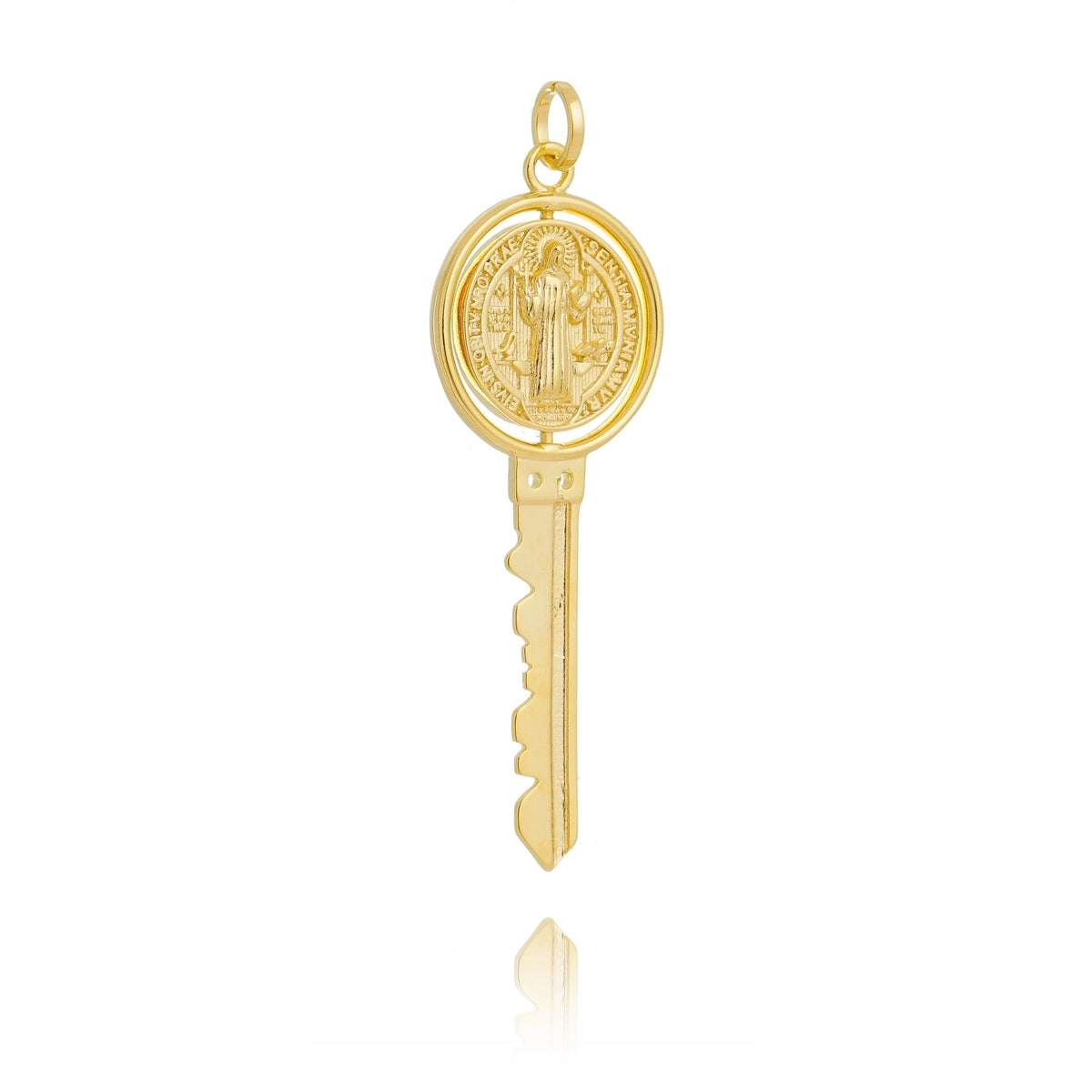 Saint Benedict Swivel Medal Key 51mm Pendant in 18K gold-filled, view 4