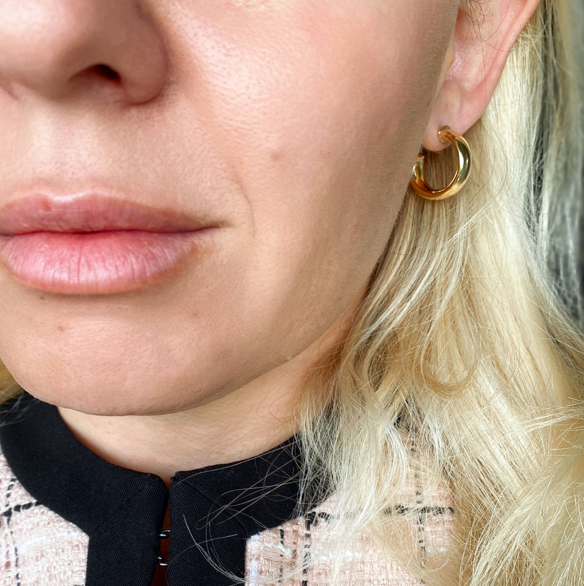 Polished Slight Twist Tube Open Hoop Earrings in 18K gold-filled, view 6
