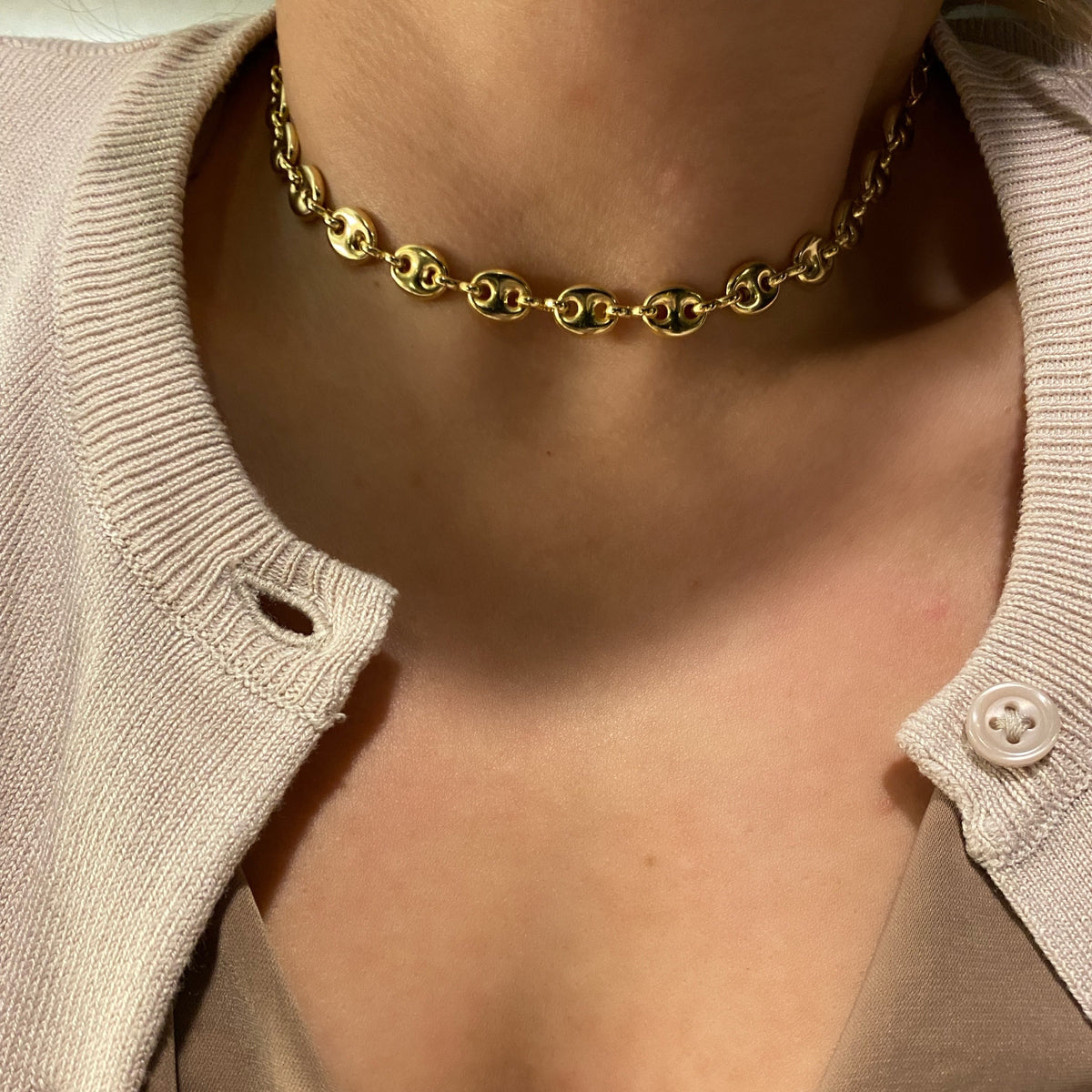 Puffy Mariner Choker Necklace in 18K gold-filled, view 3