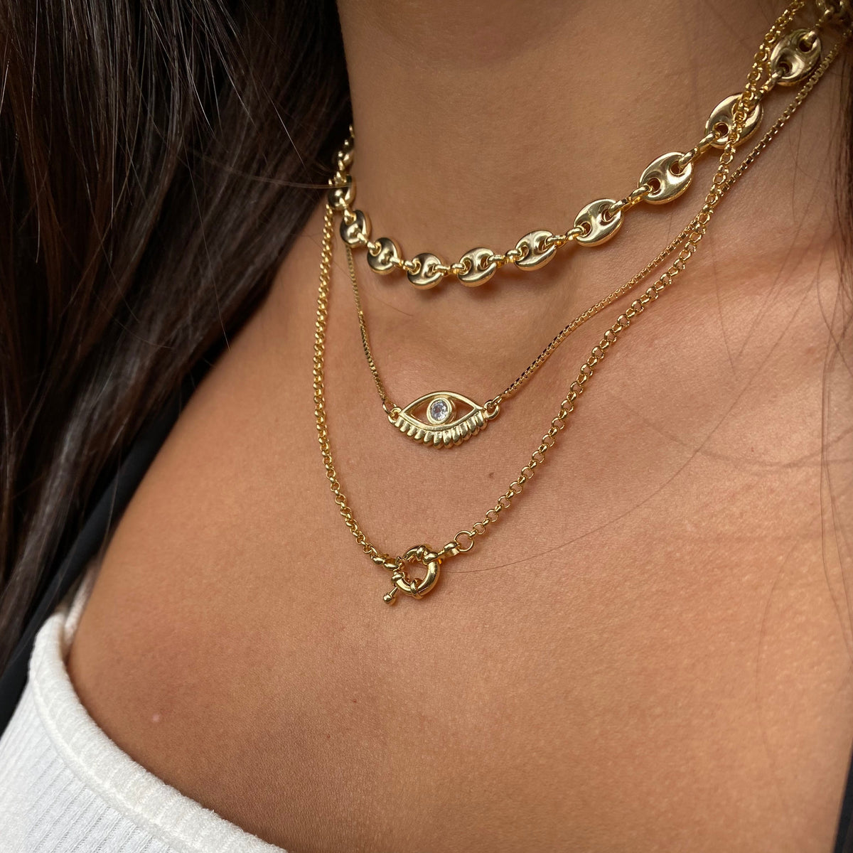 Puffy Mariner Choker Necklace in 18K gold-filled, view 4