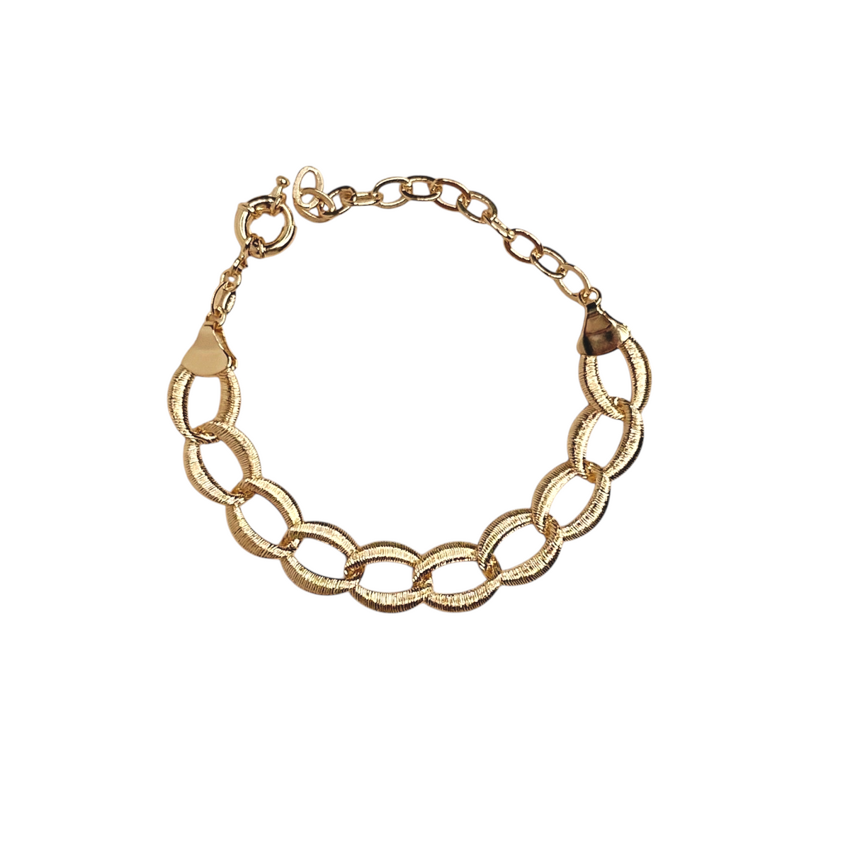 Textured Oval Link Chain Bracelet in 18K gold-filled