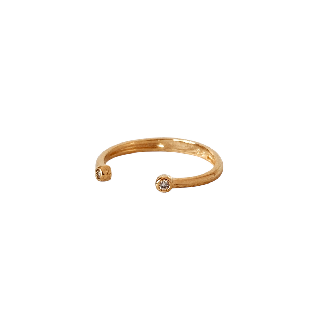 Dual Tip CZ 1.2mm Open Ring in 18K gold-filled, view 7