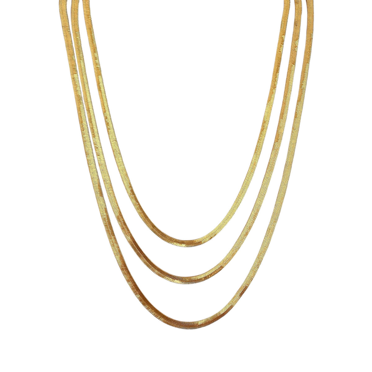 Herringbone Chain 4mm Necklace in 18K gold-filled