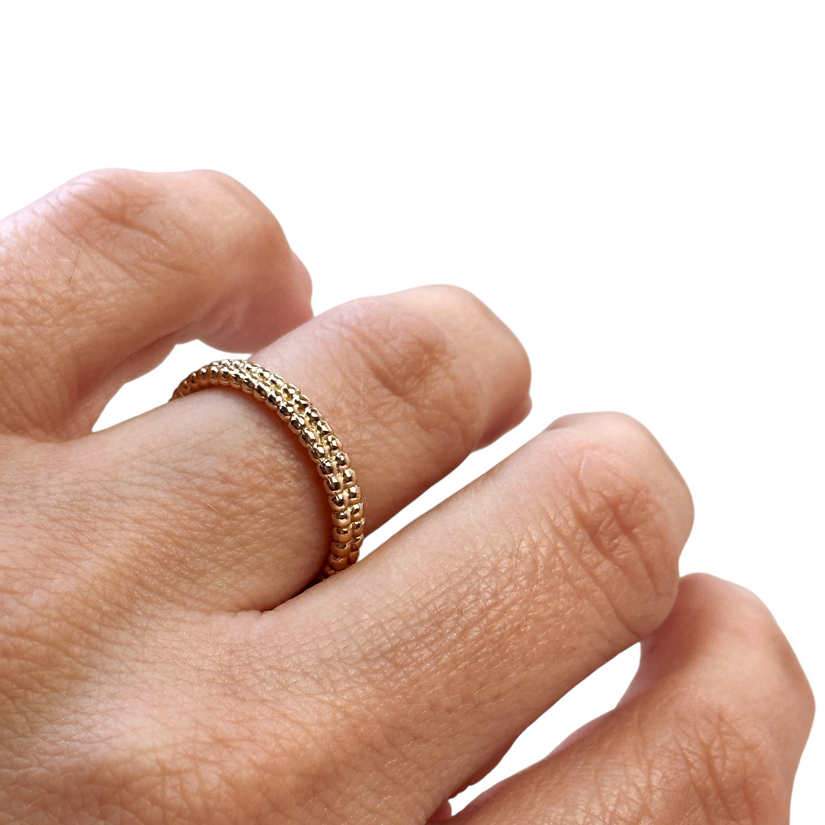 Dual Row Beaded Eternity Band Ring in 18K gold-filled, view 3