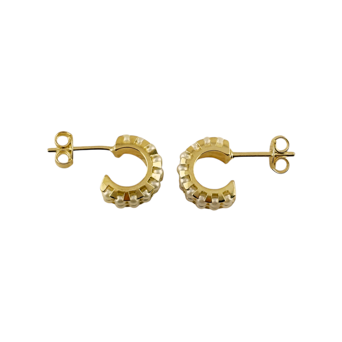 Pearl Double-Lined Open Hoop 11mm Earrings in 18K gold-filled, view 6